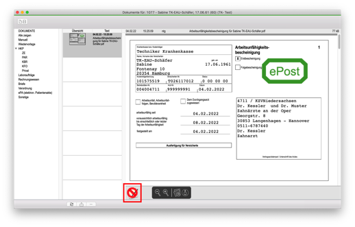 1.1-Auswahl der eAU in den Dokumenten