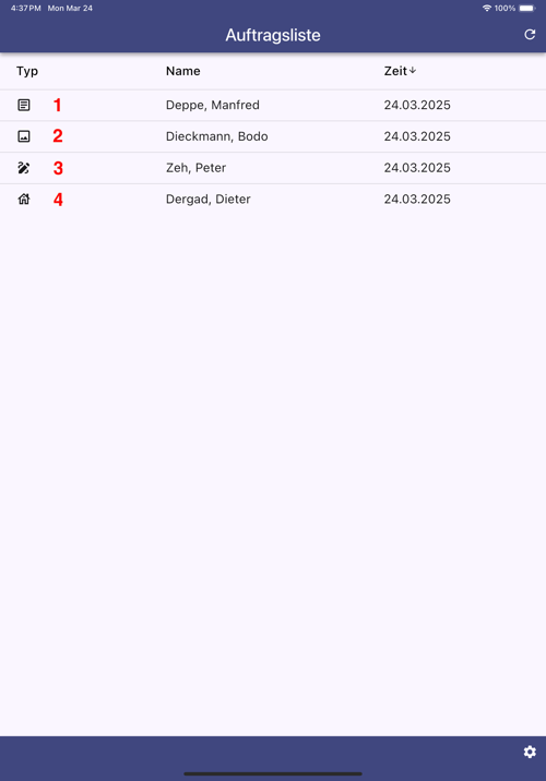 Liste mit 4 Möglichkeiten