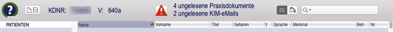 Warnung Patientenliste Ausschnitt