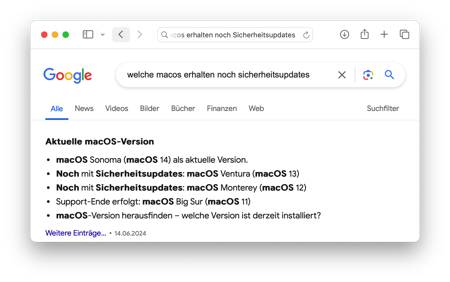 Welche macOS erhalten noch Sicherheitsupdates