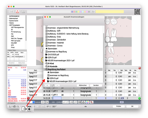 ipad aus Behandlungskarte ansteuern